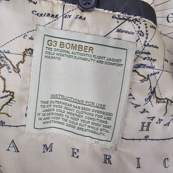 G-III Leather Bomber Jacket XXL Brown Full Zip Map Lining Aviator Pilot MA34112 - Picture 10 of 16